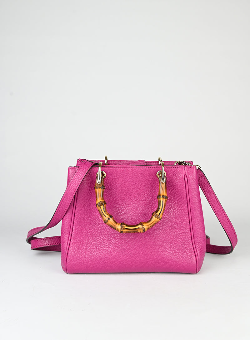 Gucci Borsa Bamboo in pelle ciclamino