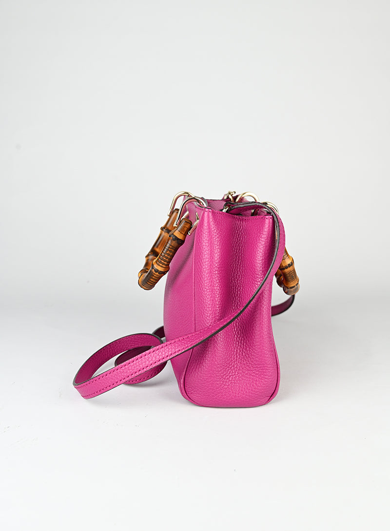 Gucci Borsa Bamboo in pelle ciclamino