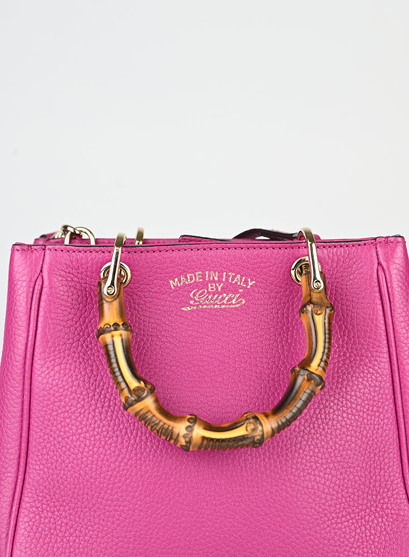 Gucci Borsa Bamboo in pelle ciclamino