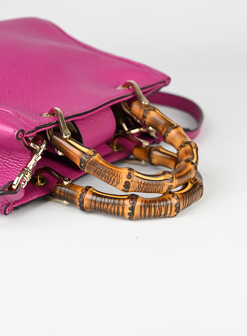 Gucci Borsa Bamboo in pelle ciclamino
