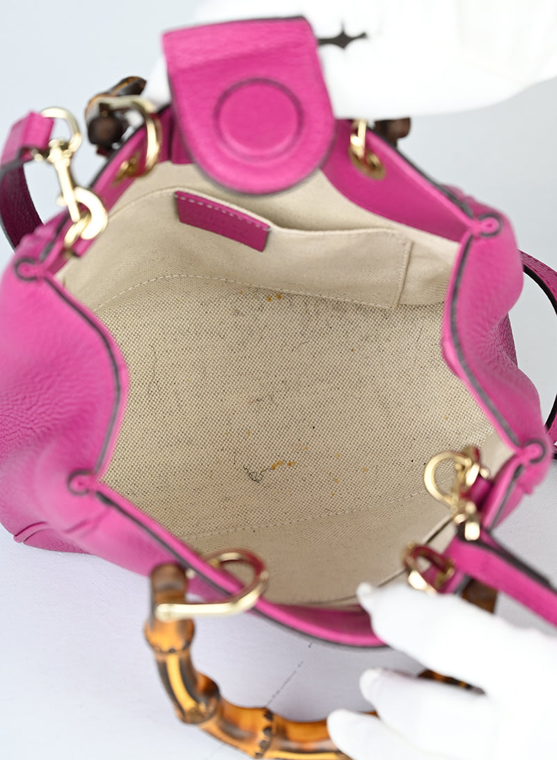 Gucci Borsa Bamboo in pelle ciclamino