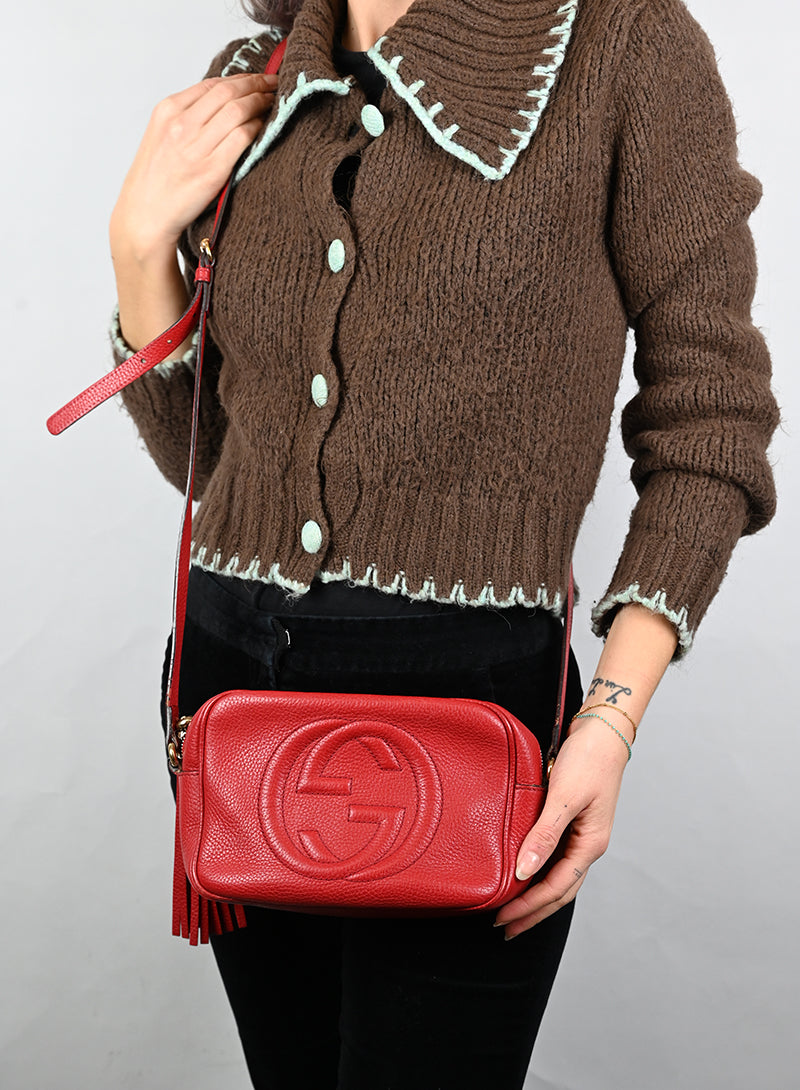Gucci Borsa Soho Disco mini in pelle rossa