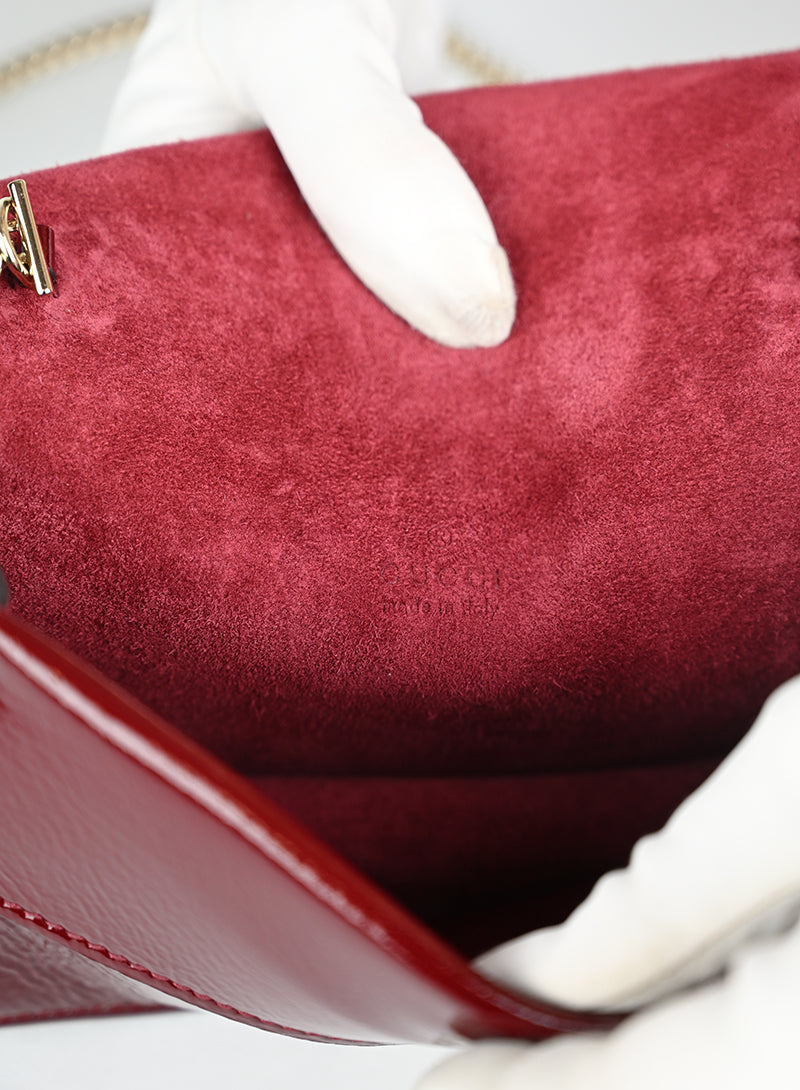 Gucci Borsina a Tracolla Dionysus Mini Vernice Rossa