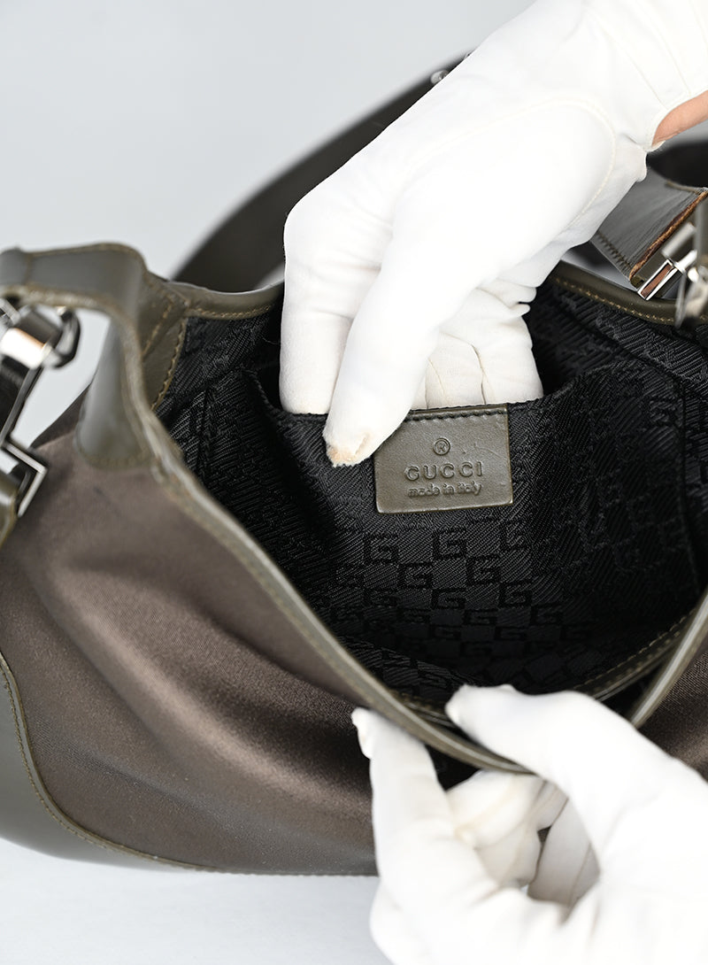 Gucci Borsa Jackie in raso verde