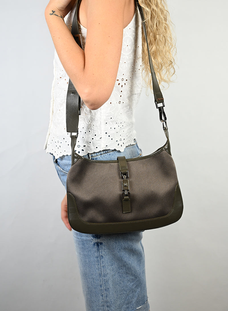 Gucci Borsa Jackie in raso verde