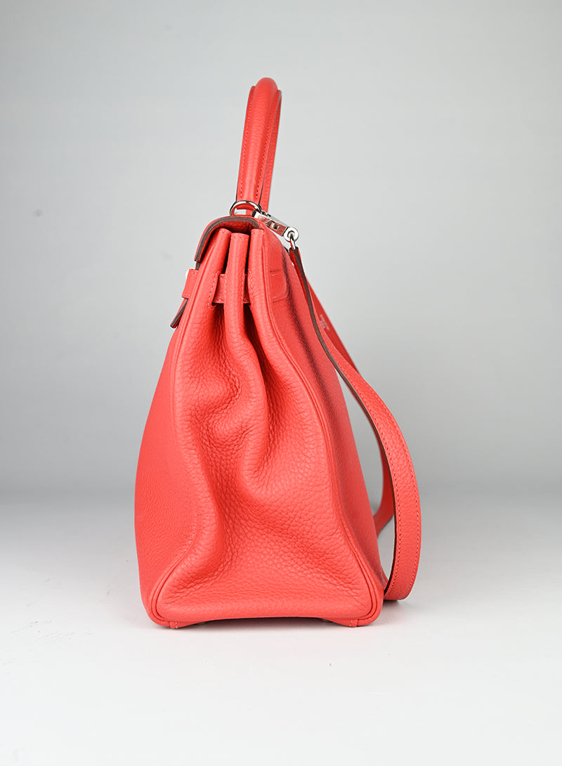 Hermès Borsa Kelly 35 Clemence in pelle rossa