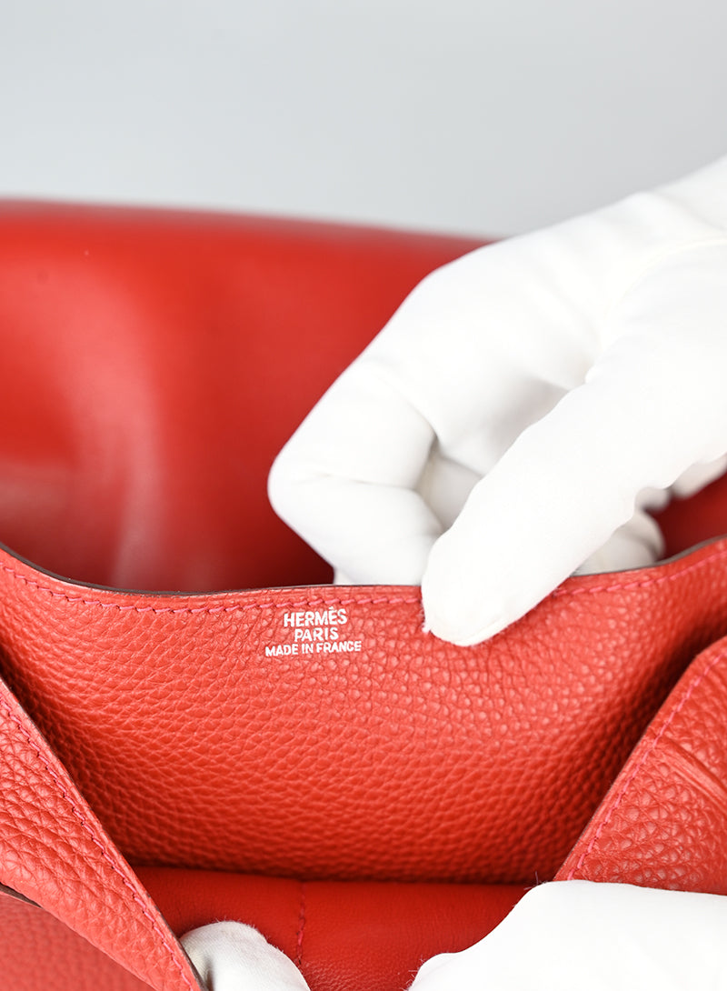 Hermès Borsa Kelly 35 Clemence in pelle rossa