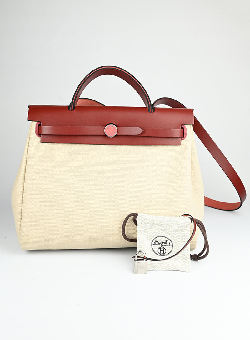 Hermès Herbag 29 beige e mattone