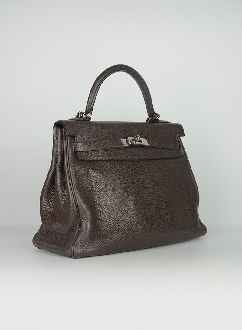 Hermès Borsa Kelly 32 in pelle Cioccolato