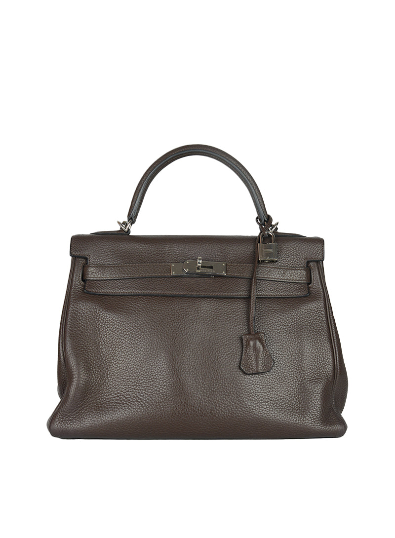 Hermès Borsa Kelly 32 in pelle Cioccolato