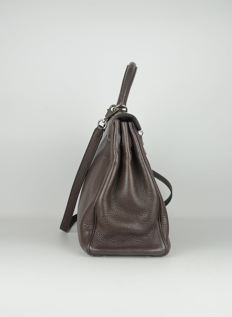 Hermès Borsa Kelly 32 in pelle Cioccolato