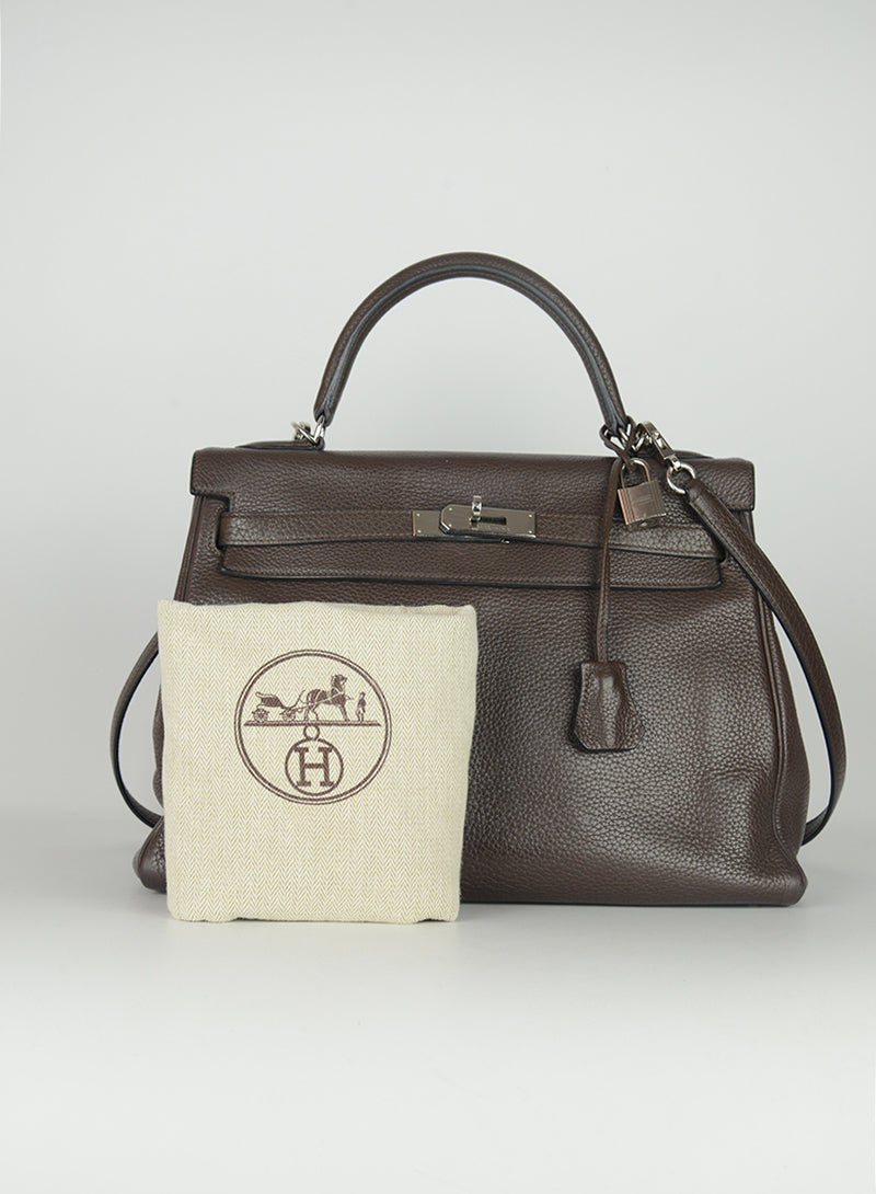 Hermès Borsa Kelly 32 in pelle Cioccolato