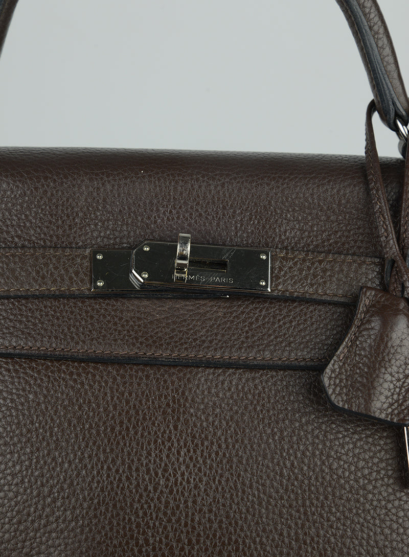 Hermès Borsa Kelly 32 in pelle Cioccolato