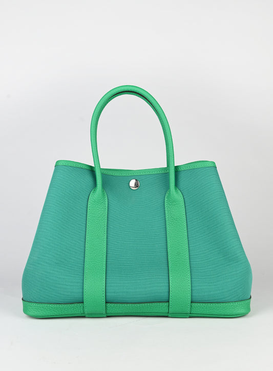 Hermès Borsa Garden Party 29 in canvas verde