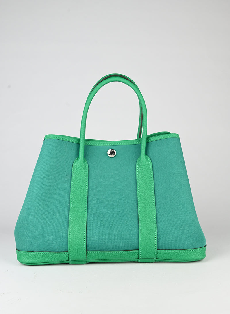Hermès Borsa Garden Party 29 in canvas verde