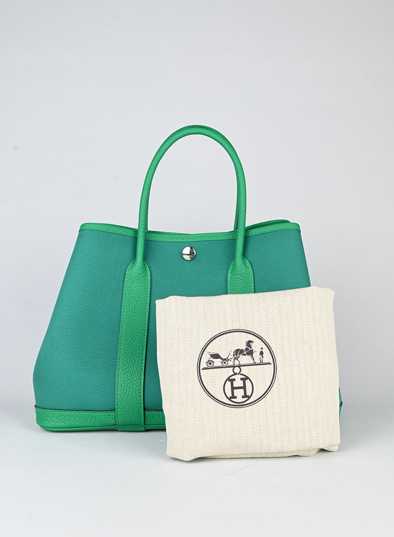 Hermès Borsa Garden Party 29 in canvas verde