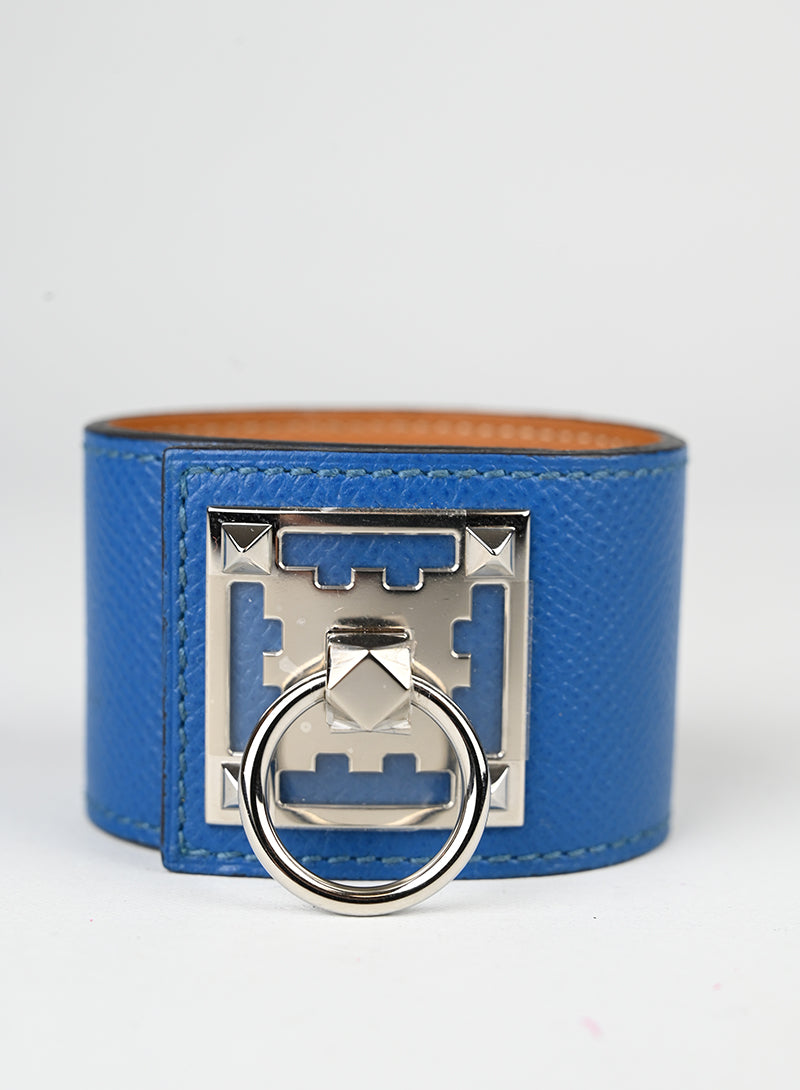 Hermès Bracciale Collier de Chien in pelle blu