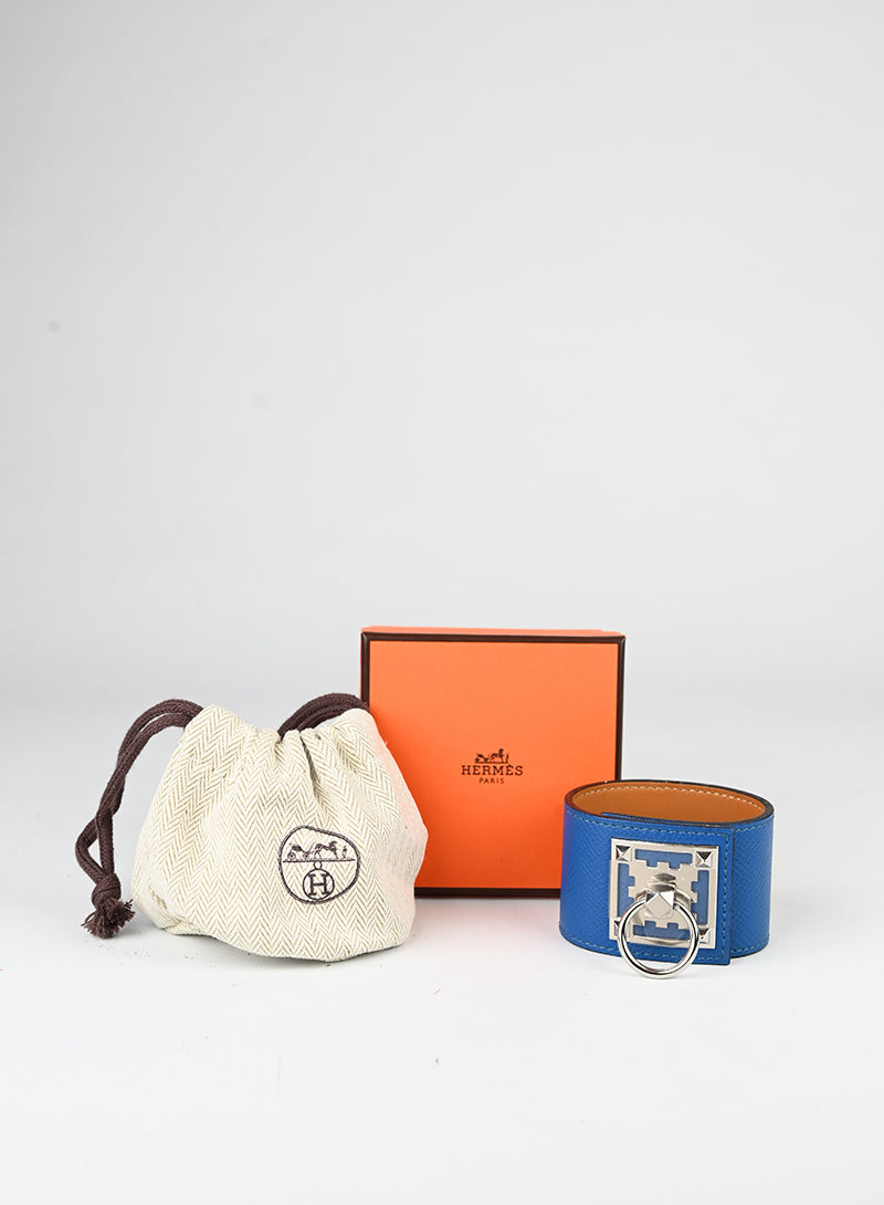 Hermès Bracciale Collier de Chien in pelle blu