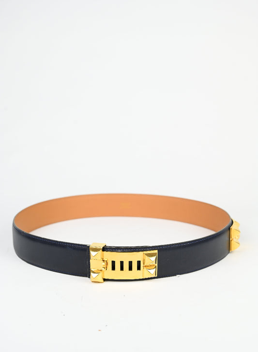 Hermès Cintura Collier de Chien in pelle blu