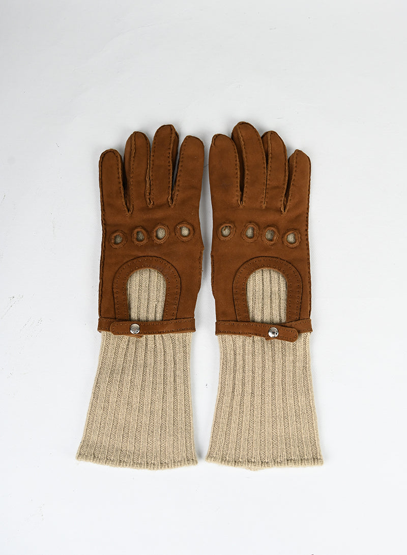 Hermès Guanti Suede-cash cognac -  lesleyluxuryvintage