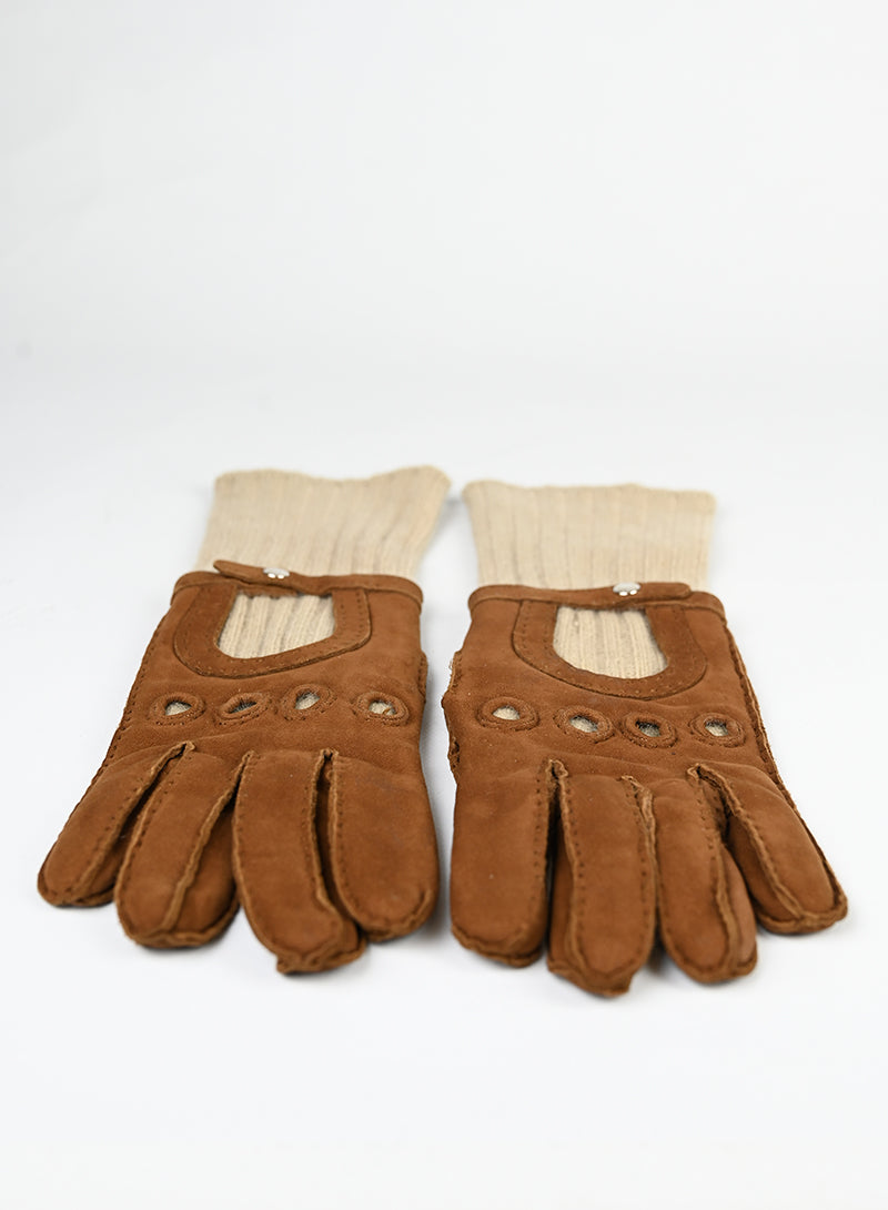 Hermès Guanti Suede-cash cognac -  lesleyluxuryvintage