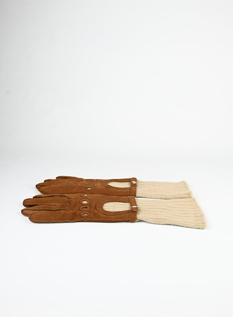 Hermès Guanti Suede-cash cognac -  lesleyluxuryvintage