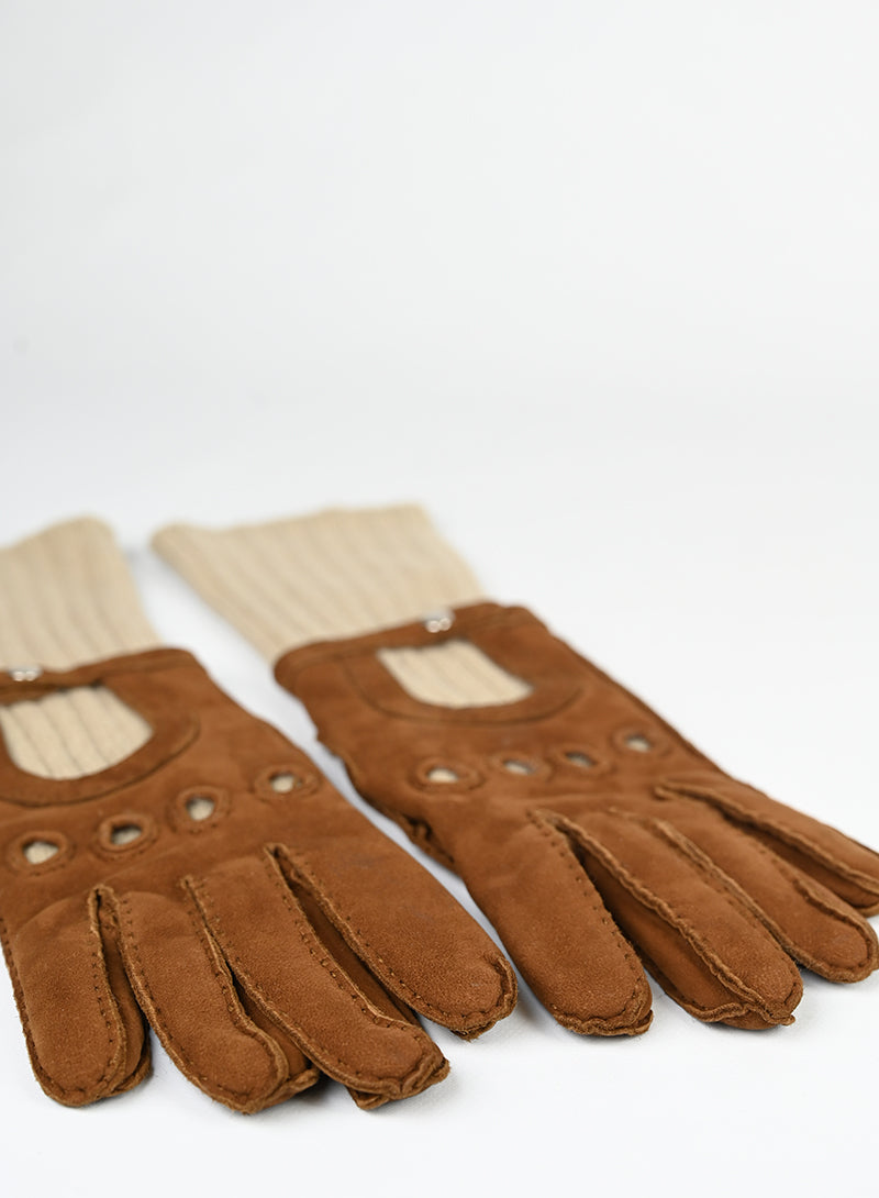 Hermès Guanti Suede-cash cognac -  lesleyluxuryvintage