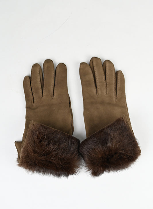 Hermès Guanti in suede marrone