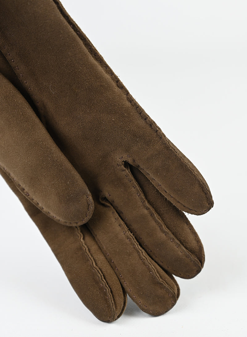 Hermès Guanti in suede marrone -  lesleyluxuryvintage