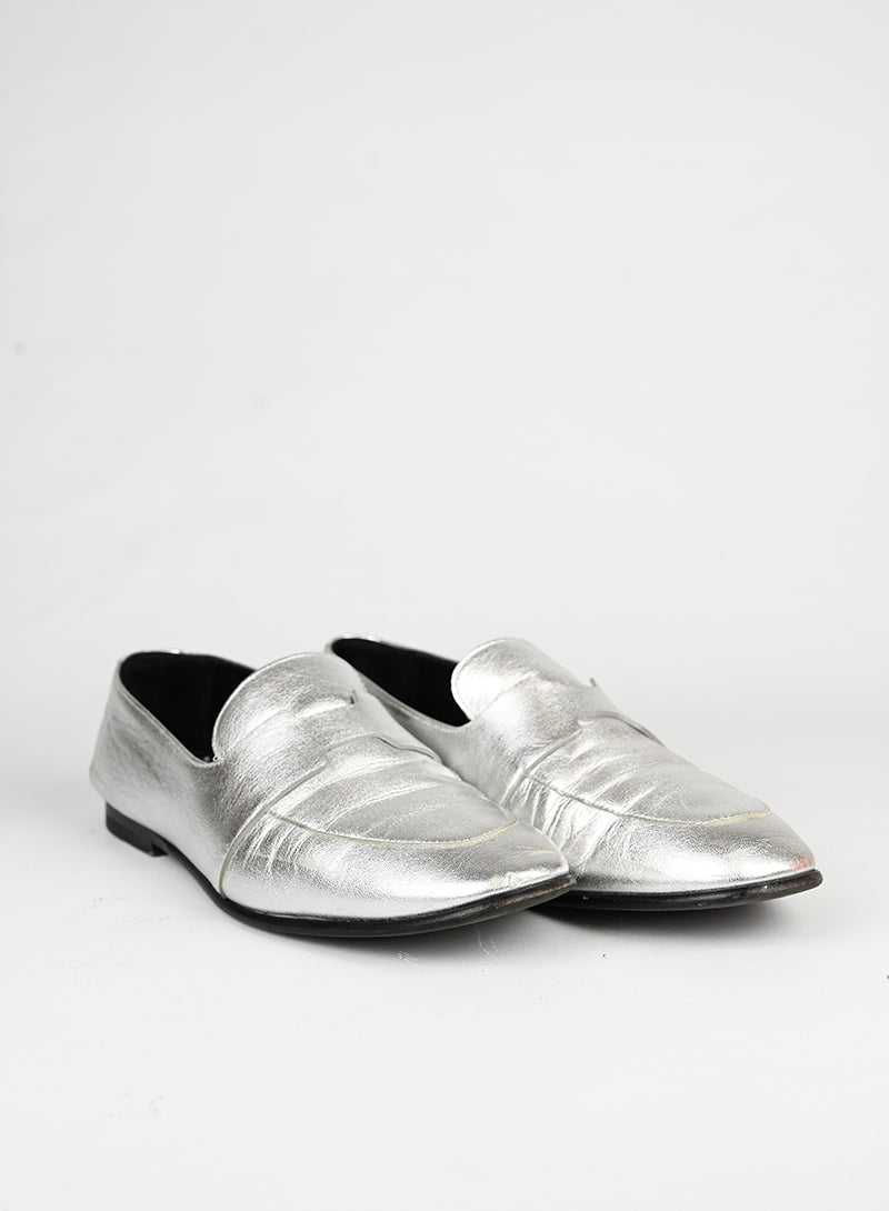 Hermès Mocasssini in pelle argento - N. 39 -  lesleyluxuryvintage