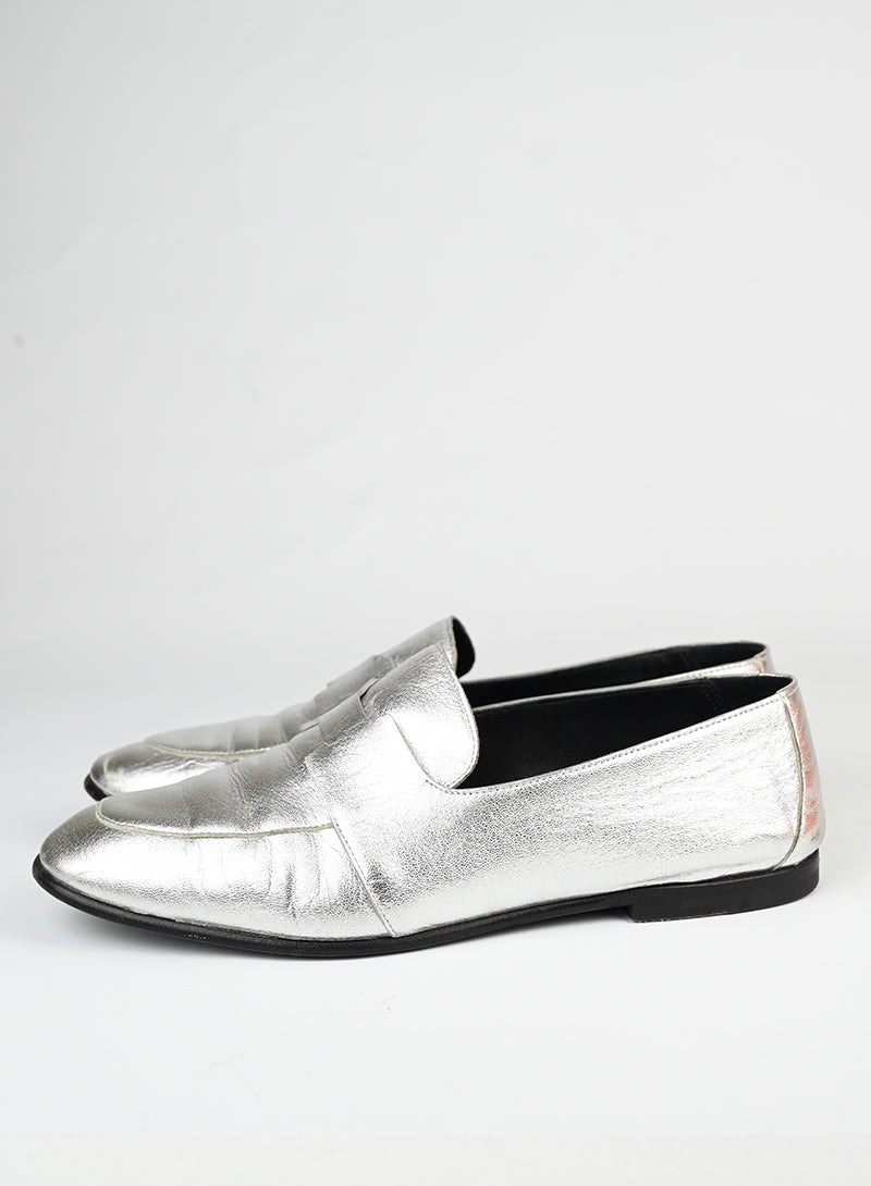 Hermès Mocasssini in pelle argento - N. 39 -  lesleyluxuryvintage