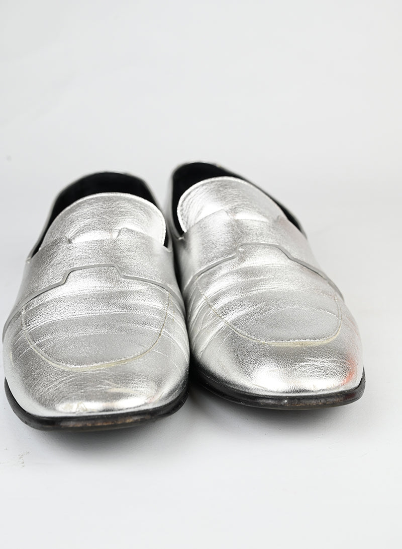 Hermès Mocasssini in pelle argento - N. 39 -  lesleyluxuryvintage