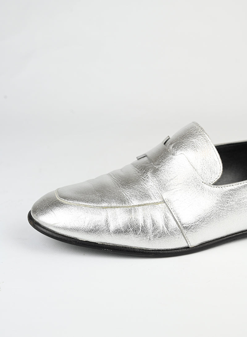 Hermès Mocasssini in pelle argento - N. 39 -  lesleyluxuryvintage