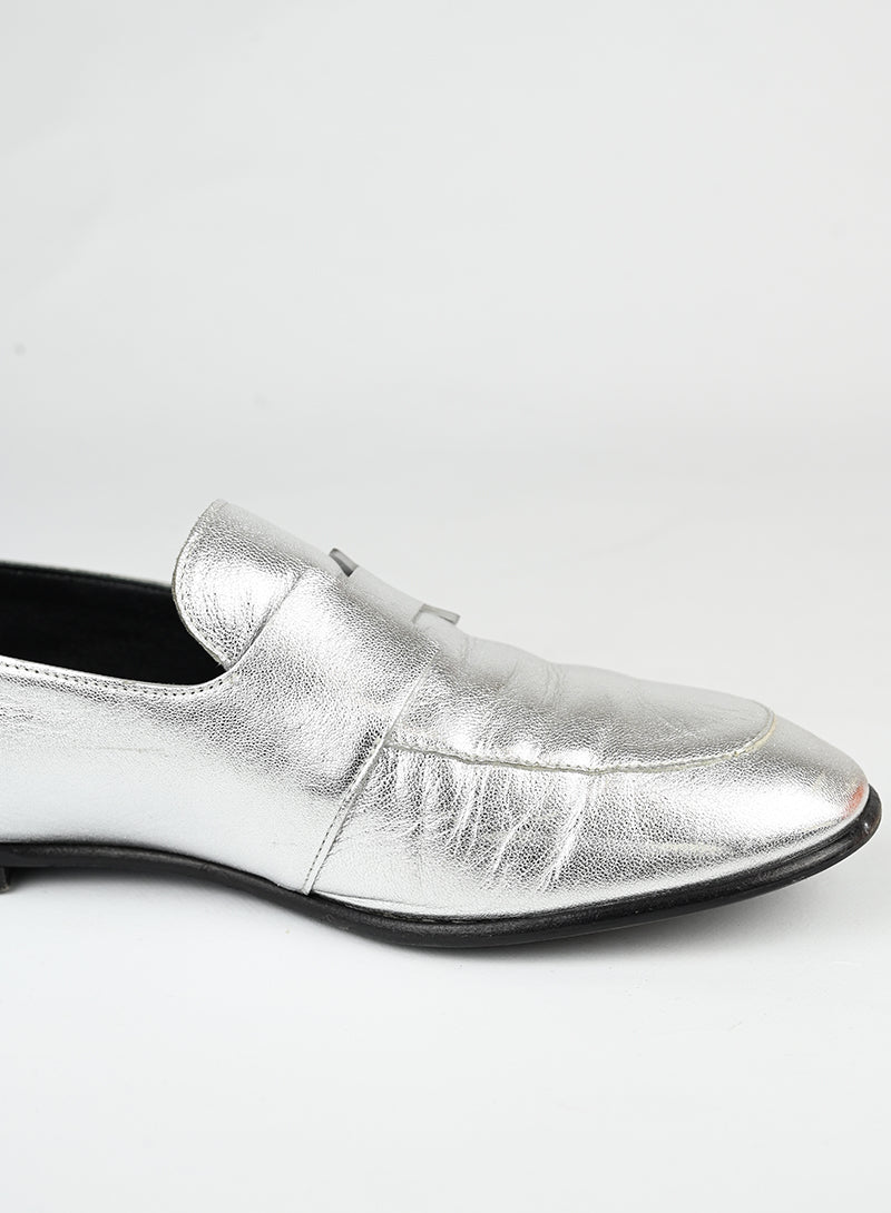 Hermès Mocasssini in pelle argento - N. 39 -  lesleyluxuryvintage