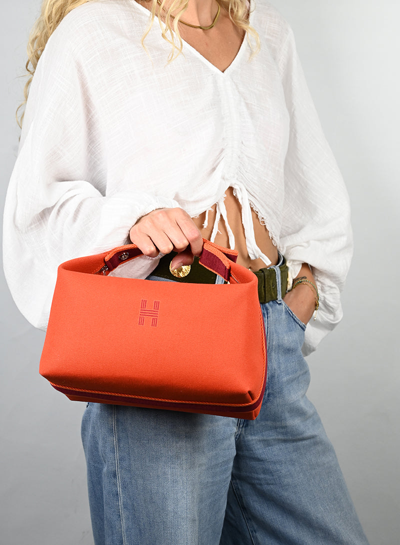 Hermès Pouch Bride à brac 25 in pelle arancio
