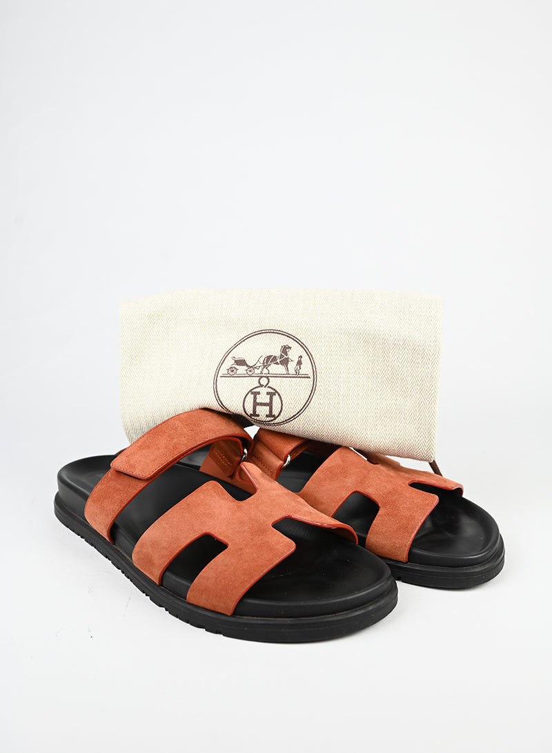 Hermès Sandali Chypre in suede mattone - N. 41 -  lesleyluxuryvintage