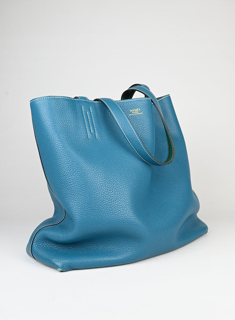 Hermès Borsa Neo Double Sens 35 in pelle turquoise -  lesleyluxuryvintage