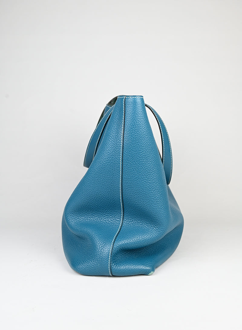 Hermès Borsa Neo Double Sens 35 in pelle turquoise -  lesleyluxuryvintage