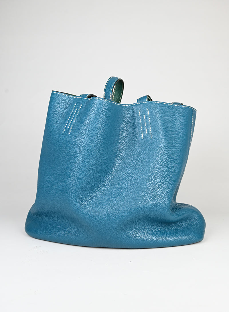 Hermès Borsa Neo Double Sens 35 in pelle turquoise -  lesleyluxuryvintage