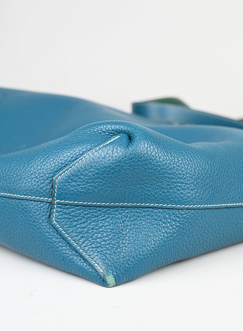 Hermès Borsa Neo Double Sens 35 in pelle turquoise -  lesleyluxuryvintage