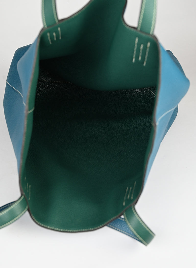 Hermès Borsa Neo Double Sens 35 in pelle turquoise -  lesleyluxuryvintage