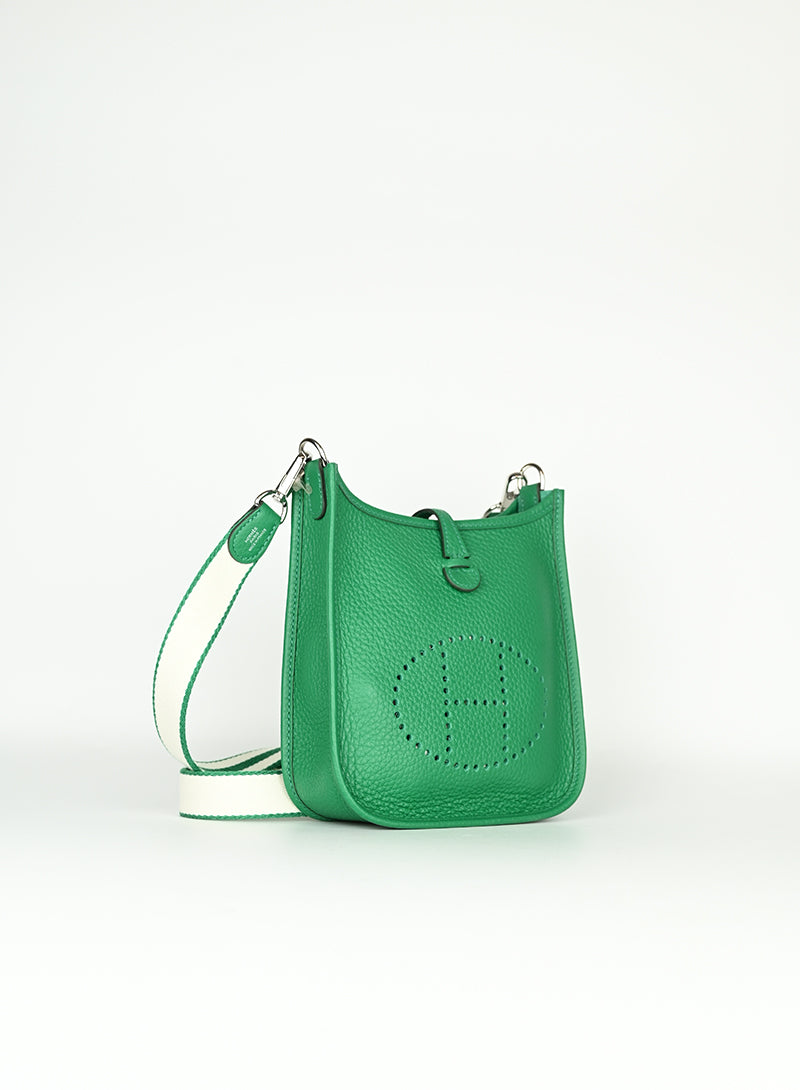 Hermès Borsa Mini Evelyne in pelle verde