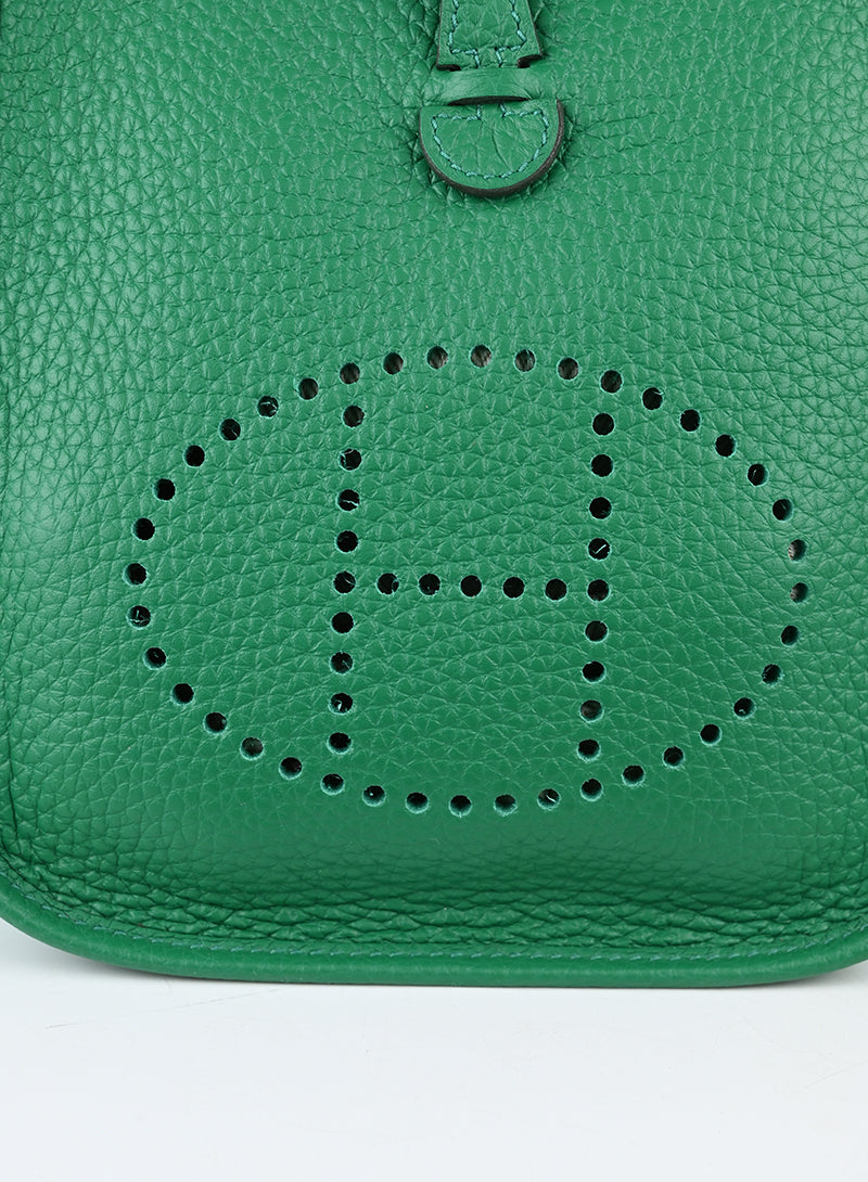 Hermès Borsa Mini Evelyne in pelle verde