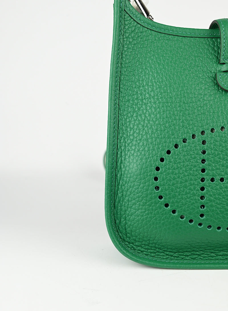 Hermès Borsa Mini Evelyne in pelle verde