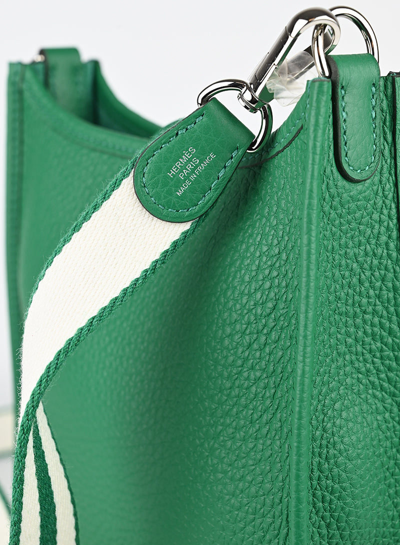 Hermès Borsa Mini Evelyne in pelle verde