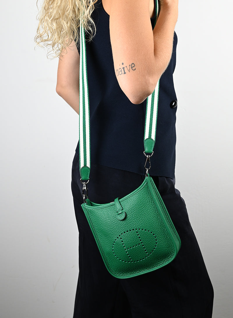 Hermès Borsa Mini Evelyne in pelle verde