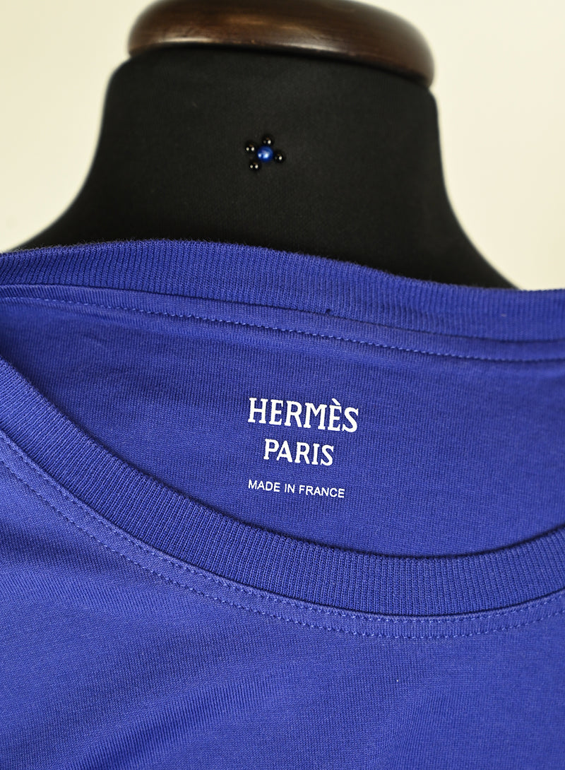 Hermès T-shirt in cotone blu - Tg. 38 FR -  lesleyluxuryvintage