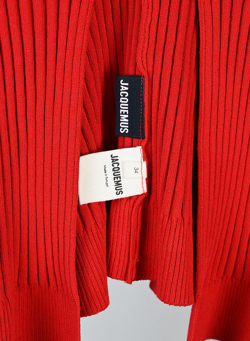 Jacquemus Cardigan rosso a coste - Tg. 38