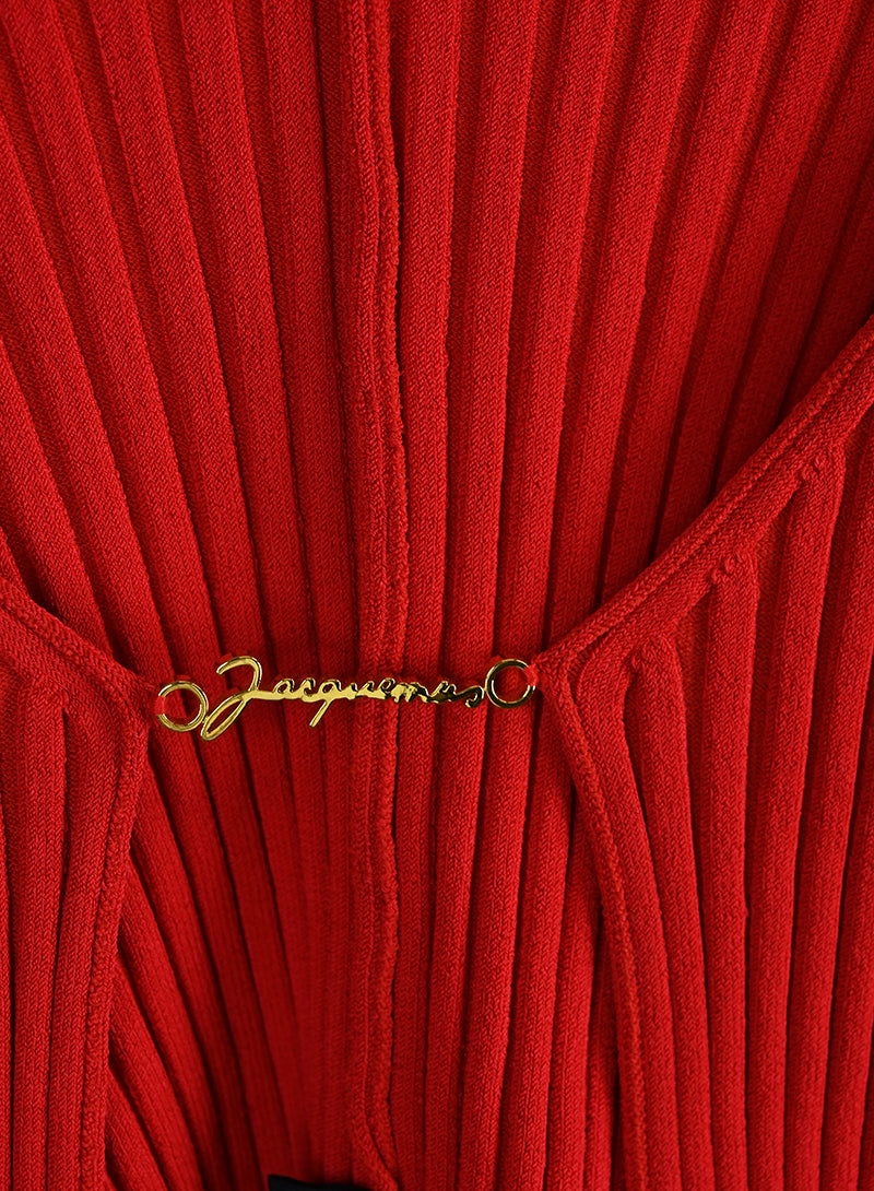 Jacquemus Cardigan rosso a coste - Tg. 38