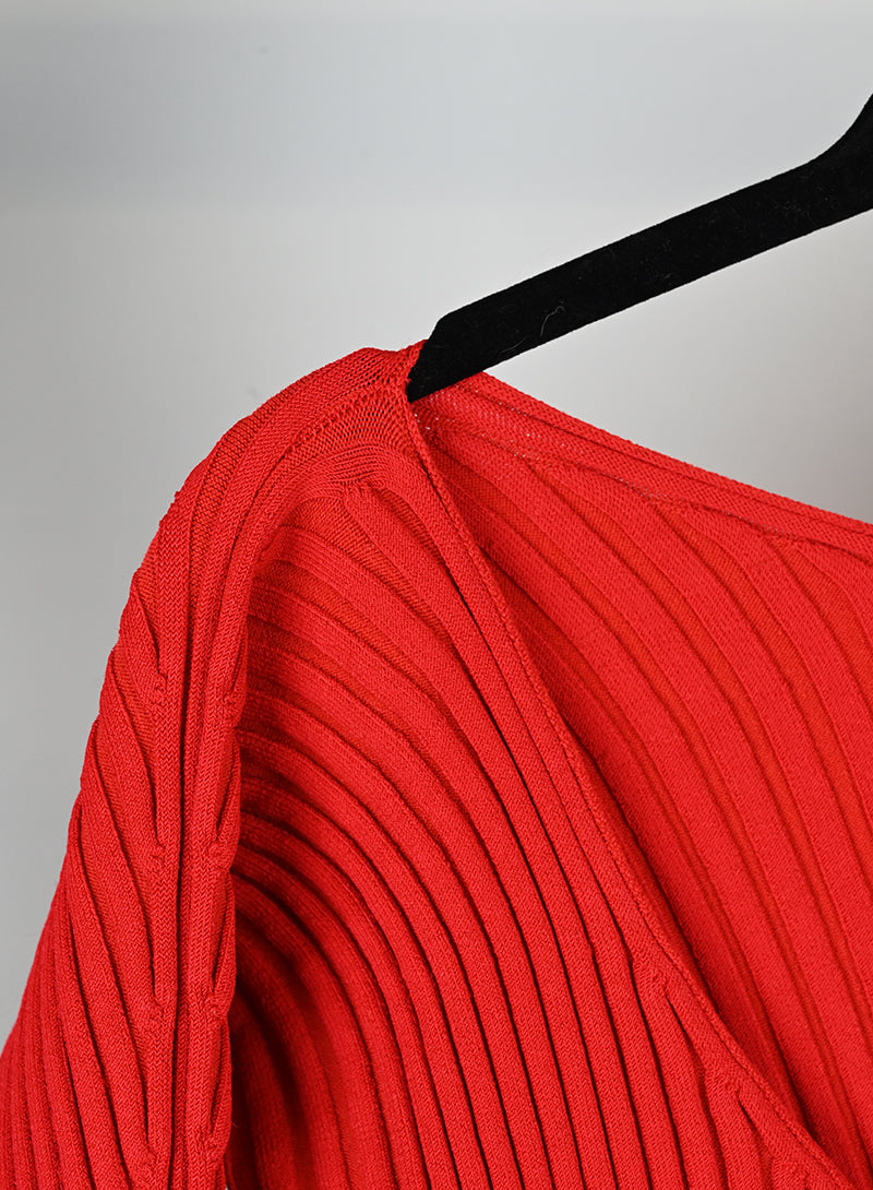 Jacquemus Cardigan rosso a coste - Tg. 38